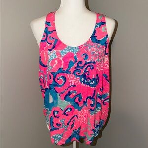 Lilly Pulitzer Pink and Blue Patterned Tank Top